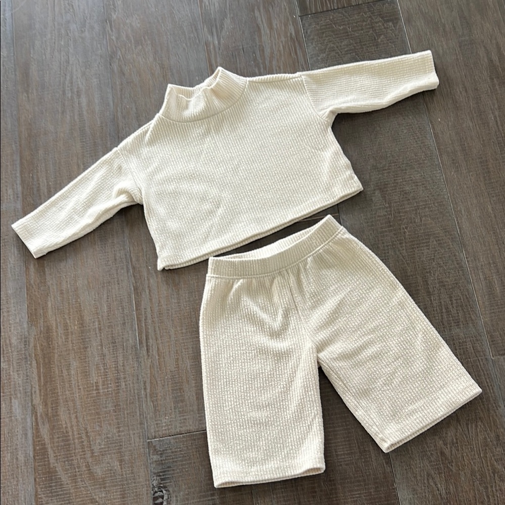 Cream Ribbed Knit Set (12-18mo)